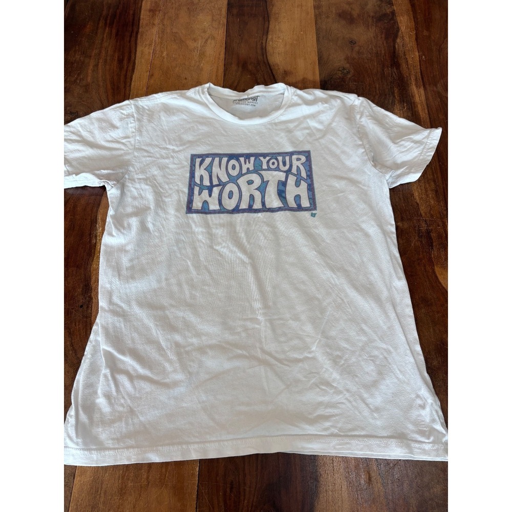 Breaking T Know your worth positive vibes graphic t-shirt womens size large